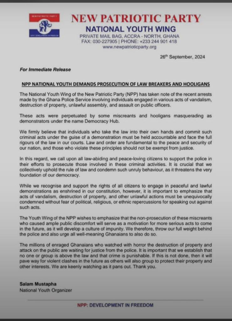 NPP Youth Wing demands prosecution of protesters over recent vandalism ...