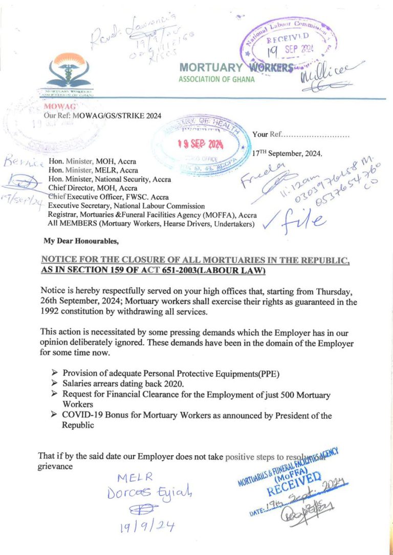 Mortuary workers set for nationwide strike over poor conditions, unpaid